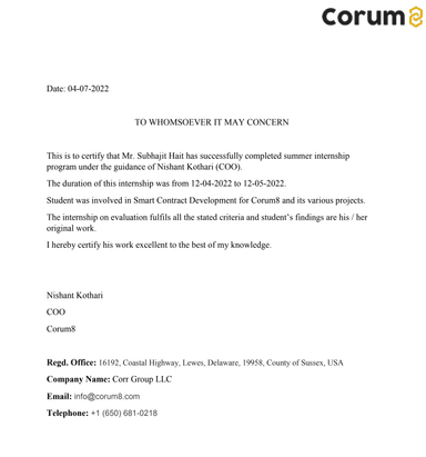 Completion Letter